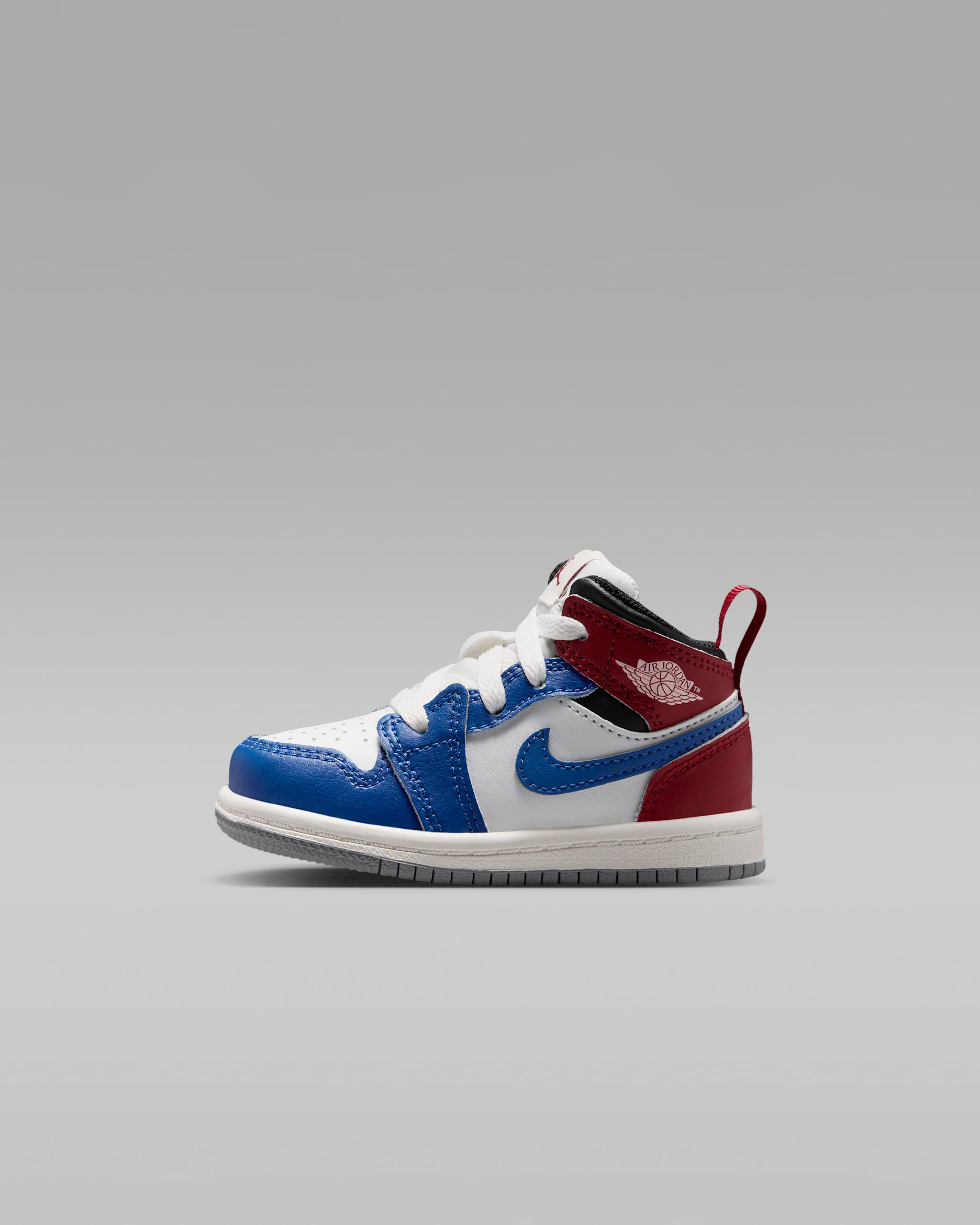 Jordan 1 Mid — True Blue/Varsity Red/Black/Summit White
