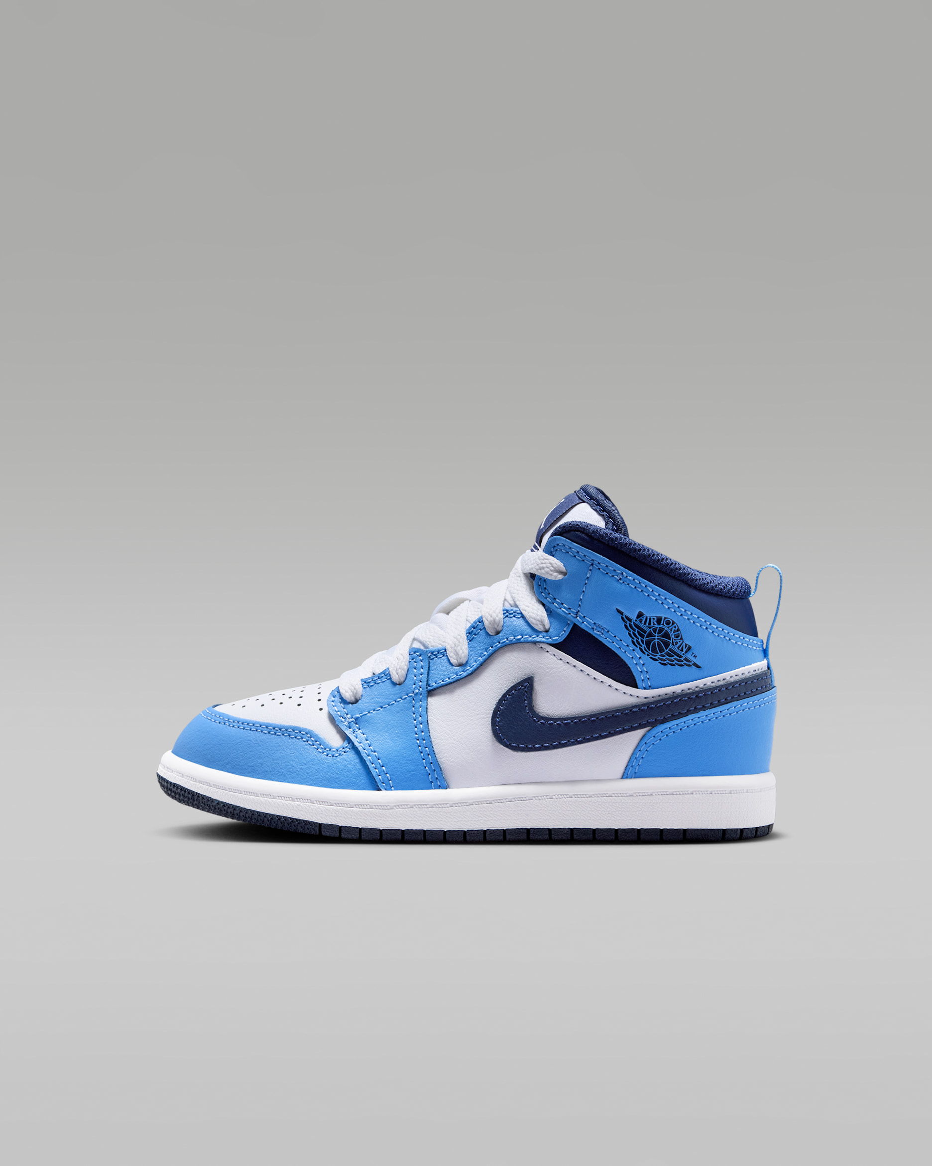 Jordan 1 Mid — University Blue/White/Sail/Midnight Navy