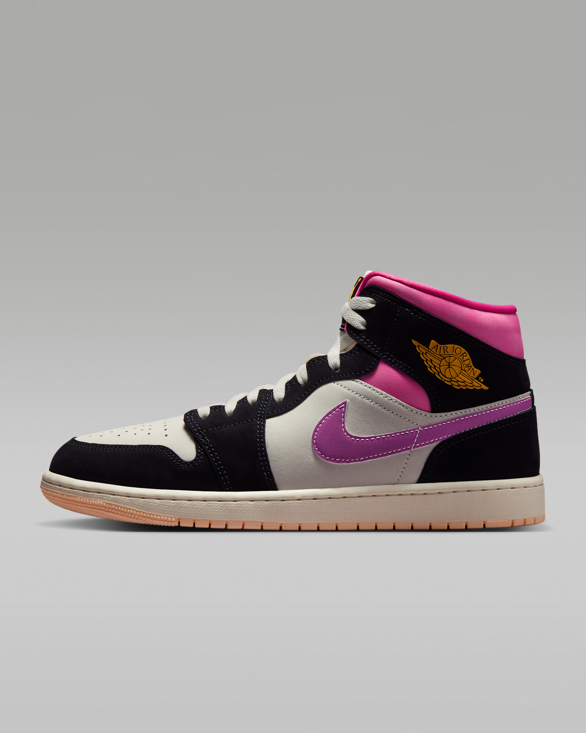 Air Jordan 1 Mid SE — Black/Sail/Pinksicle/University Gold