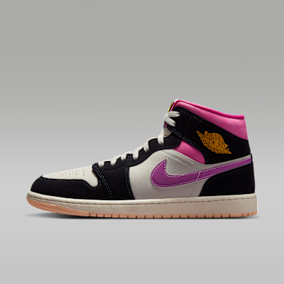 Air Jordan 1 Mid SE — Black/Sail/Pinksicle/University Gold
